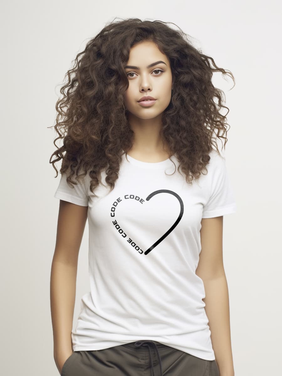 Woman t-shirt Heart Code